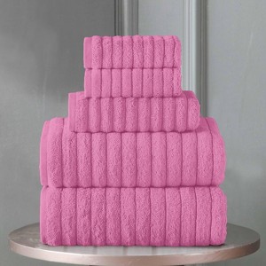 BAGOKIE 100% Turkish Cotton Corduroy Ribbed Bath Towels 6-Piece Set - 1 of 4