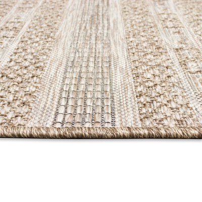 Ivory Stripe Synthetic 5' x 7' Easy-Care Indoor/Outdoor Rug