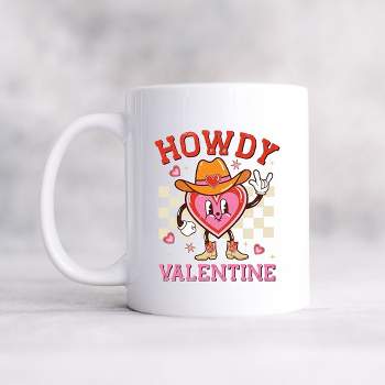 City Creek Prints Howdy Valentine Checkered Heart Mug - White
