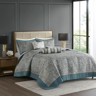 NicBex 5 Pcs Classic Jacquard Comforter Set Cozy Bedding Set, Bedspread Set with Throw Pillows, 1 Bedspread, Pillows, Machine Washable