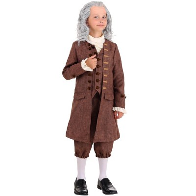 HalloweenCostumes Small Boy Colonial Benjamin Franklin Costume for Boys Brown Brown