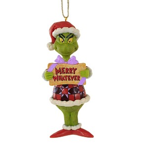 Jim Shore 5.0 Inch Merry Whatever Grinch Dr. Seuss Heartwood Creek Tree Ornaments - 1 of 3
