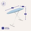 Homz T-Leg Clothes Ironing Board, Compact Foldable Standard Size Adjustable Height with Foam Pad & Cotton Cover, Light Blue - 4 of 4