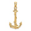 Black Bow Jewelry 14k Yellow Gold Anchor with Rope Pendant - 3 of 4