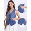 INSPIRE CHIC Women's Denim Sleeveless Collarless Washed Distressed Jean Vest - 2 of 4