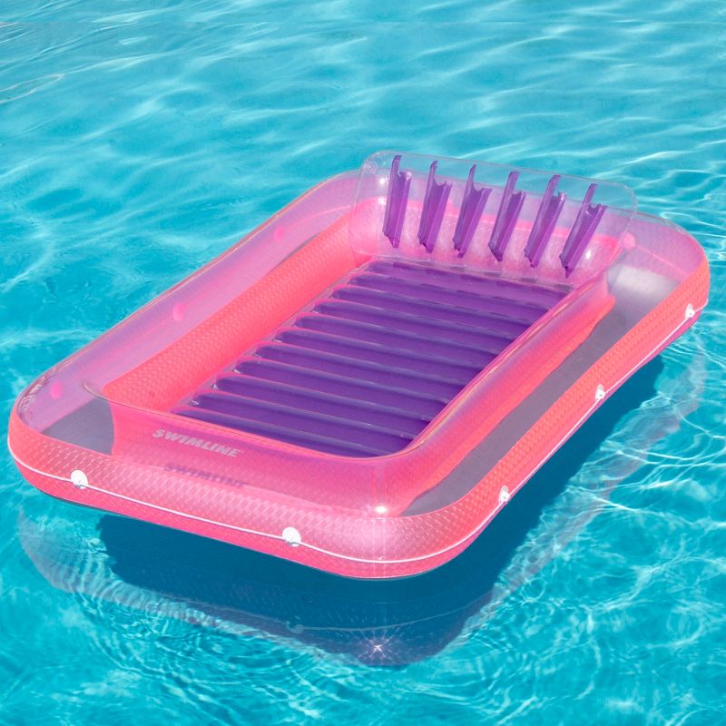 Swim Central Inflatable Tub Pool Swimming Pool Raft Lounger - 71" - Pink and Purple, 3 of 6