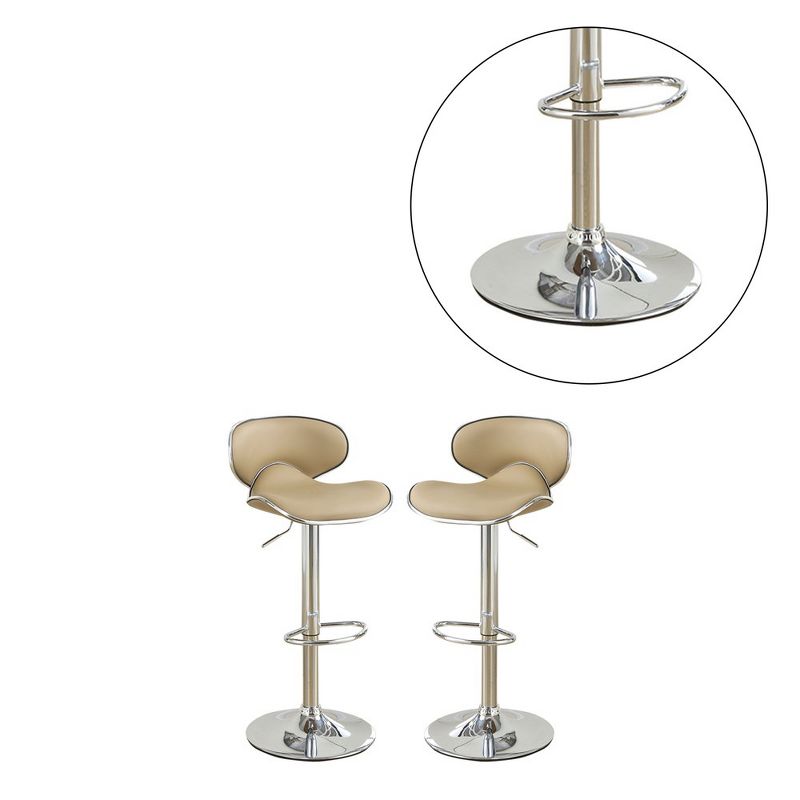 Simple Relax Adjustable Faux Leather Bar Stools Brown Set of 2, 4 of 5