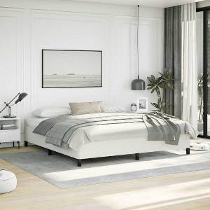 Bed Frame White Faux leather, plywood, engineered wood King - 1 of 4