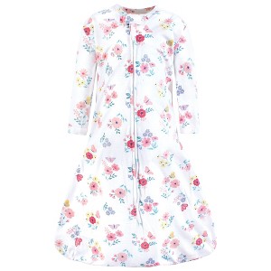 Hudson Baby Infant Girl Long Sleeve Cotton Jersey Sleeping Bag, Sack, Blanket, Butterfly Floral - 1 of 2