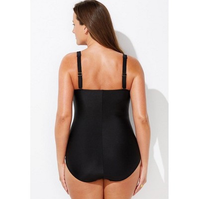 Exotic Navy Ruched Twist Front One Piece main image 1