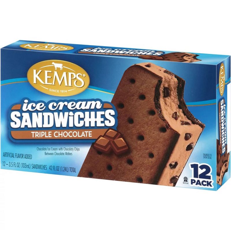 Kemps Triple Chocolate Ice Cream Sandwiches - 12pk, 3 of 6