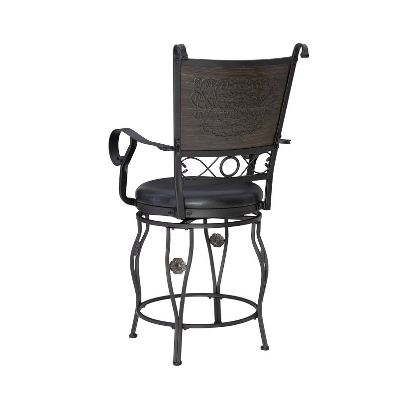 24&#34; Ellie Big and Tall Faux Leather Swivel Seat Counter Height Barstool Black - Powell Company, 6 of 13
