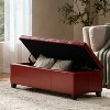 TiramisuBest Storage Ottoman Bench, Brown PU Entryway Bench, 51.25"L x 17.5"W x 16.25"H - 2 of 4