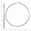Black Bow Jewelry 2mm x 65mm 14k White Gold Satin & Diamond-Cut Round Hoop Earrings - 4 of 4