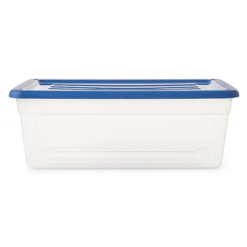 Gracious Living DLC6 1.5 Gallon Clear Plastic Storage Bin Container with Stylish Sky Blue Snap On Locking Lid, 4 of 7