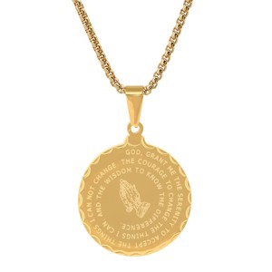Steeltime 24" double sided stainless steel lord's prayer and serenity prayer pendant. Color Options: Silver, Gold, Rose Gold - 1 of 4