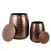 happimess Merida Modern Rustic Hammered Metal Drum Storage Side Table with Lid - 4 of 4