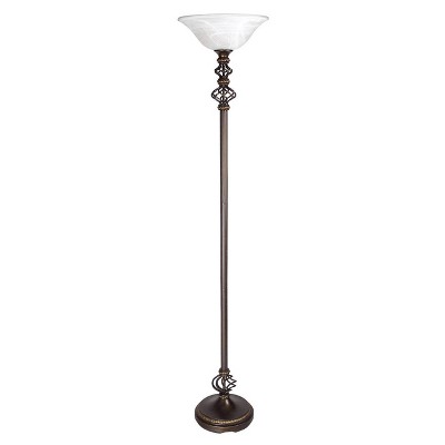 70.5" Metal Torchiere Floor Lamp with Glass Shade Black - Cal Lighting