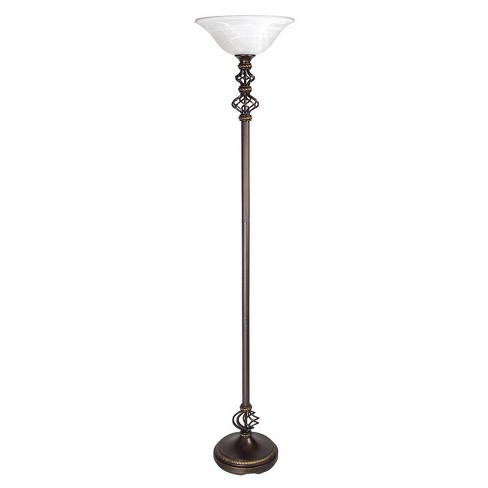 70 5 Metal Torchiere Floor Lamp With, Black Torchiere Floor Lamp With Glass Shade