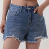 Women's Distressed Denim Shorts - Classic 5-Pocket Style with Button & Zip Closure Cherie Code - 2 of 4