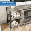 Farmhouse TV Stand for 70/80 Inch TVs, Industrial Entertainment Center With Double Mesh Doors and Storage Cabinet, Media Console Table - 2 of 4