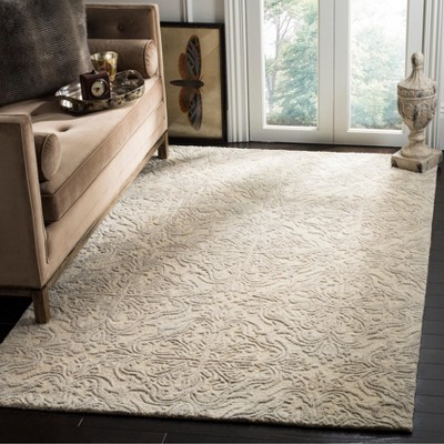 Ivory Floral Tufted Wool-Cotton Blend 8' x 10' Area Rug