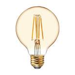 GE 2pk 4.5W 40W Equivalent LED Globe Light Bulbs Amber Glass Warm Candle Light