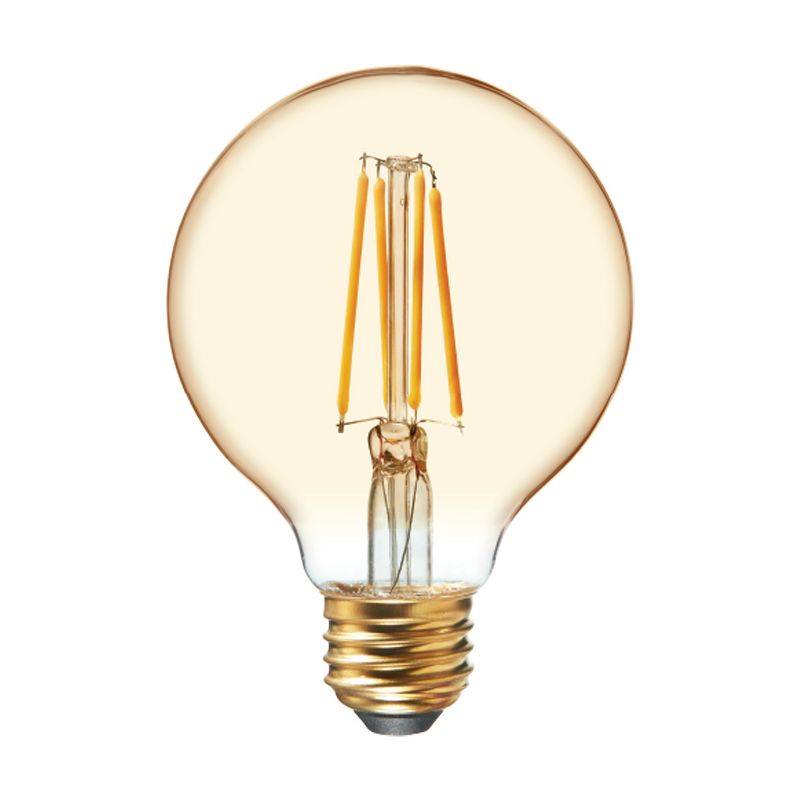 GE 2pk 4.5W 40W Equivalent LED Globe Light Bulbs Amber Glass Warm Candle Light, 1 of 7