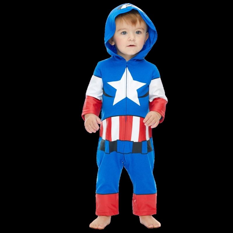 Marvel Avengers Captain America Zip Up Cosplay Coverall Toddler, 1 of 11