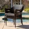 Rbied Wicker Outdoor Stackable Dining Chair Lounge Chair Lawn Chair in Brown Set of 4 - 3 of 4