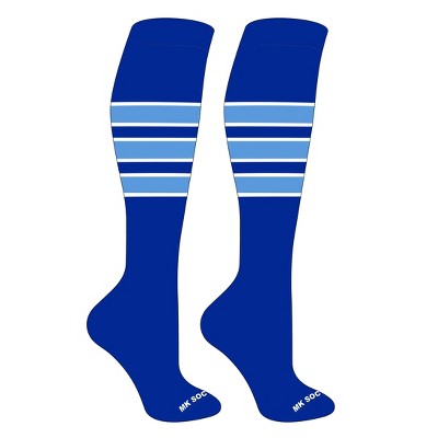 MK Socks Striped OTC Baseball, Softball, Football Socks (C) Royal, White, Columbia Blue (L)