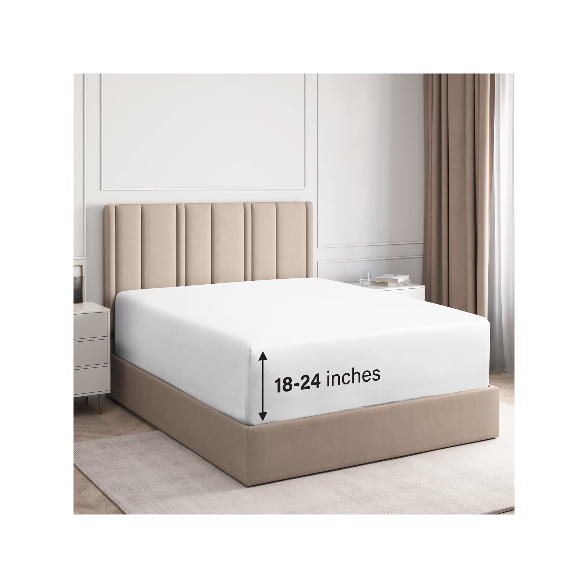 CGK Linens Extra Deep Pocket Elasticized Fitted Sheet Only - Fits 18"-24" Mattresses in White, Size California King