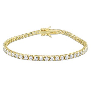EVERLY JEWELRY | Yellow Plated Sterling Silver 5 5/8 CT DEW Created White Moissanite Tennis Bracelet, 8-inch - 1 of 4