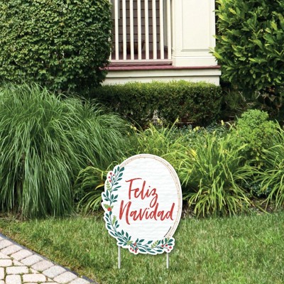 Big Dot of Happiness Feliz Navidad - Outdoor Lawn Sign - Holiday and Spanish Christmas Party Yard Sign - 1 Piece