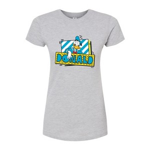 Women's - Disney - Leaning Donald Duck With Nametag Fitted Graphic T-Shirt - 1 of 2