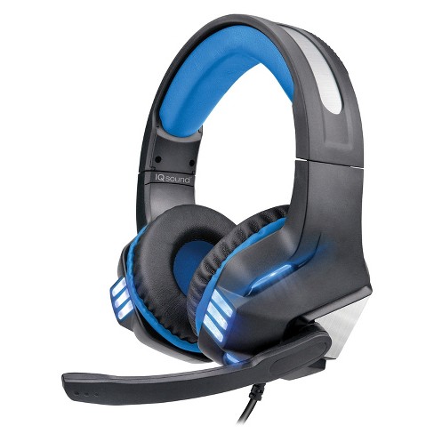 Iq Sound® Pro-wired Gaming Headset With Lights (black/blue Accent). : Target