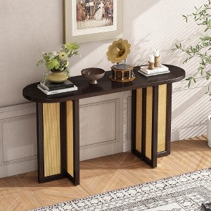 Whisen Rustic Rattan Entryway Table, Narrow Hallway Console Table for Entrance and Living Room - 1 of 4