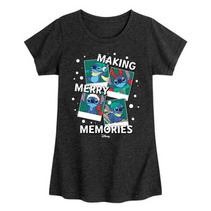Girls' - Lilo and Stitch - Making Merry Memories Christmas Fitted Short Sleeve Graphic T-Shirt - 1 of 4