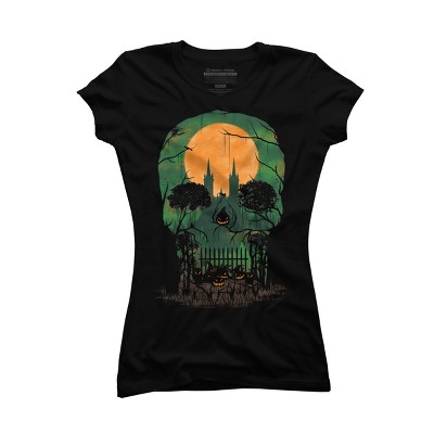 Junior's Design By Humans Skull Grave By designpro44 T-Shirt