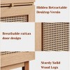 Homhougo Nightstand with Hidden Retractable Desktop,End Table Modern Rattan Nightstand, Wooden Side Table with Solid Wood Legs, Natural - 4 of 4