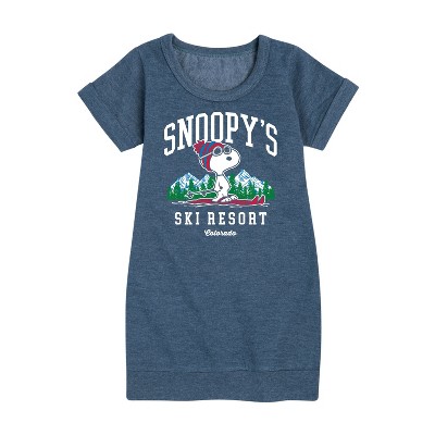 - Peanuts - Snoopy's Ski Resort Graphic Short Sleeve Fleece Dress