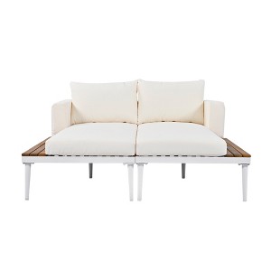 Dolonm 2-in-1 Outdoor Daybed:?Convertible 2-Seater w/Removable Washable Cushions, Drink Ledges, Adjustable Legs - 1 of 4