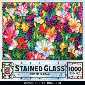 MasterPieces Stained Glass 1000 Piece Puzzle - Flowers in Bloom - 19.25"x26.75" - 1 of 4