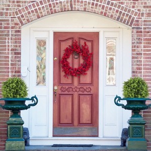 Maggift Artificial Outdoor Flower Pots, Evergreen Plant for Home Porch Decoration, Set of 2 for Courtyard Gate, Green, 18"*18"*22" - 1 of 4