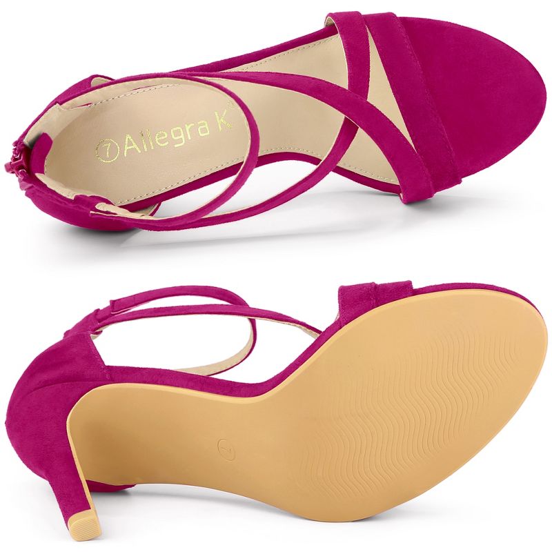 Allegra K Women's Zipper Ankle Strap Stiletto Sandals, 4 of 6