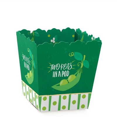 Big Dot of Happiness Double the Fun - Twins Two Peas in a Pod - Party Mini Favor Boxes - Baby Shower or 1st Birthday Treat Candy Boxes - Set of 12