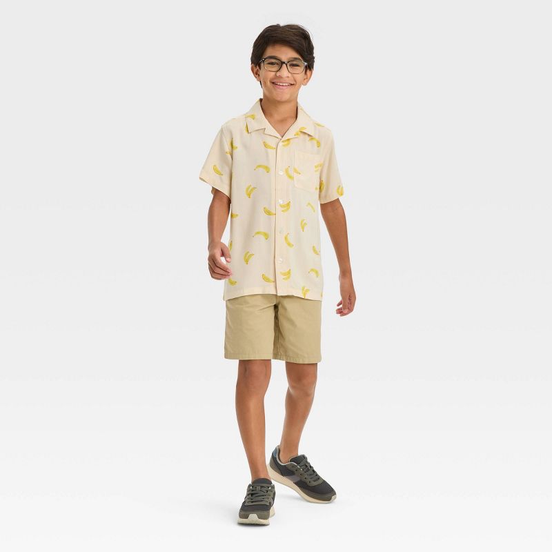 Boys&#39; Short Sleeve Bananas Button-Down Shirt - Cat &#38; Jack&#8482; Off-White, 4 of 7