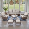 POCASSY 6 Piece All Weather Wicker Patio Furniture Set, Outdoor Conversation Set with Patio Sofa Couch Swivel Patio Chairs Coffee Table and Ottomans - 2 of 4