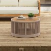 Round Acacia Wood Coffee Table with Iron Frame,Rustic Coffee Table with Rope Accent for Living Room,Modern Coffee Table for Home-Coolbibila - 2 of 4