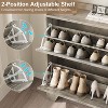 Slim Shoe Cabinet for Entryway, Farmhouse 2-Drawer Flip-Down Shoe Organizer with Hooks & Ventilation, Fits Size 13 Shoes - 4 of 4